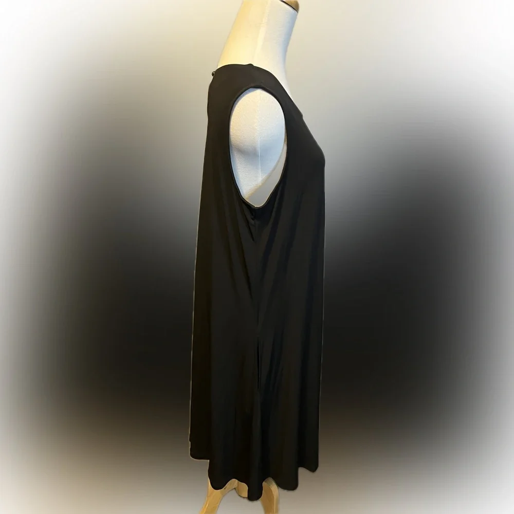 Susan Graver Black Liquid Knit Shift Dress size XL - Picture 3 of 11